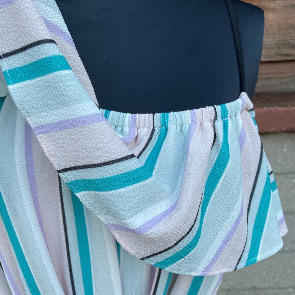 Striped One-Shoulder Dress with Ruffle - Picture 10 of 11